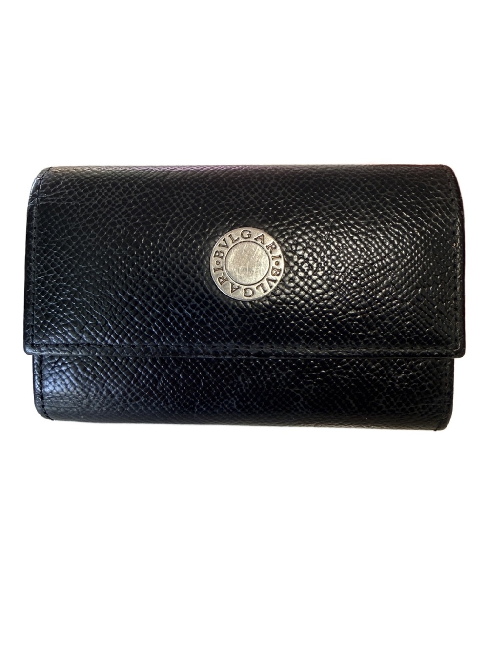 Bvlgari Bulgari Black Leather 6 Hook Key Case Holder Wallet